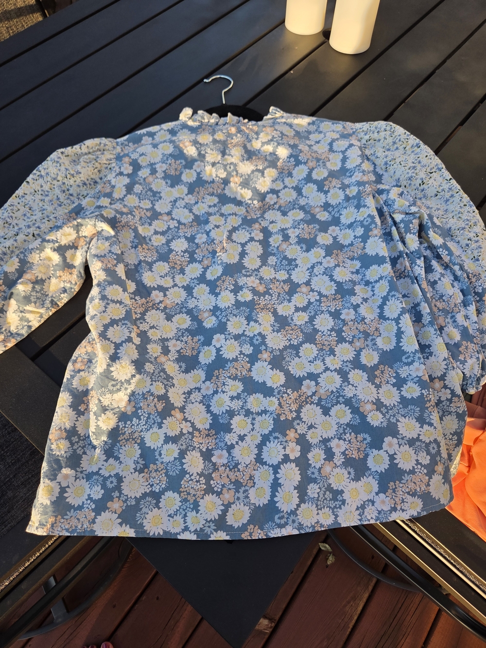 Solitaire Blue Floral Ruffle-Neck Blouse - Picture 6 of 6